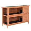 Double Decker 4FT Rabbit Hutch with No Leak Trays for Outdoor Use - Orange