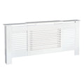 Extendable MDF Radiator Cover Cabinet 139-208.5L x 20.5W x 82.5H cm Slatted Design - White