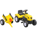 Pedal Go Kart Ride-On Tractor with Shovel & Rake, Four Wheels - Yellow and Black
