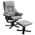 Swivel Recliner Sofa Armchair with Footstool Microfiber Upholstery - Grey