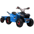 6V Toddler Quad Bike with Back Trailer and Wear-Resistant Wheels - Blue