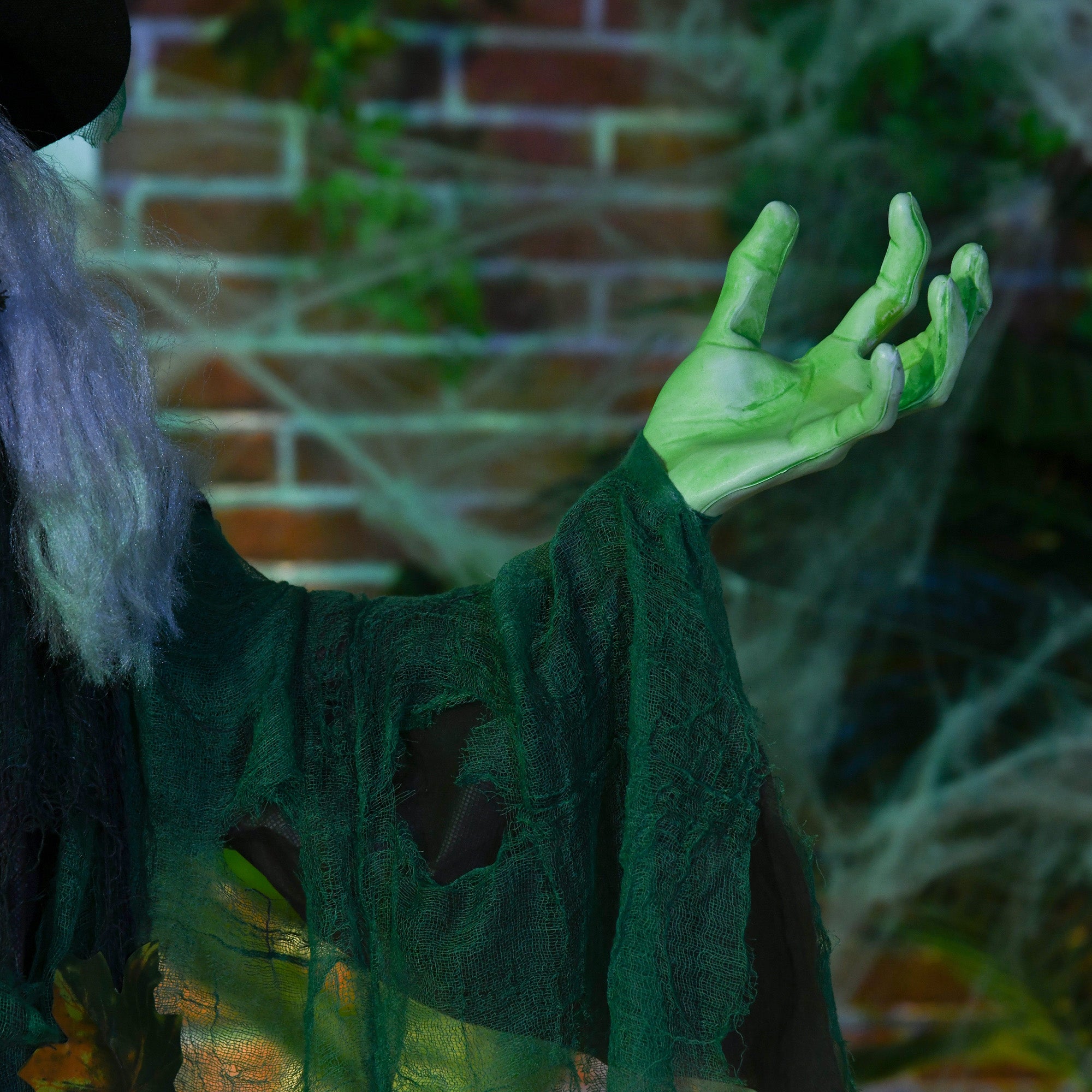 6ft Outdoor Halloween Witch Decoration with Light-Up Eyes & Sound Activation - Multi-Coloured