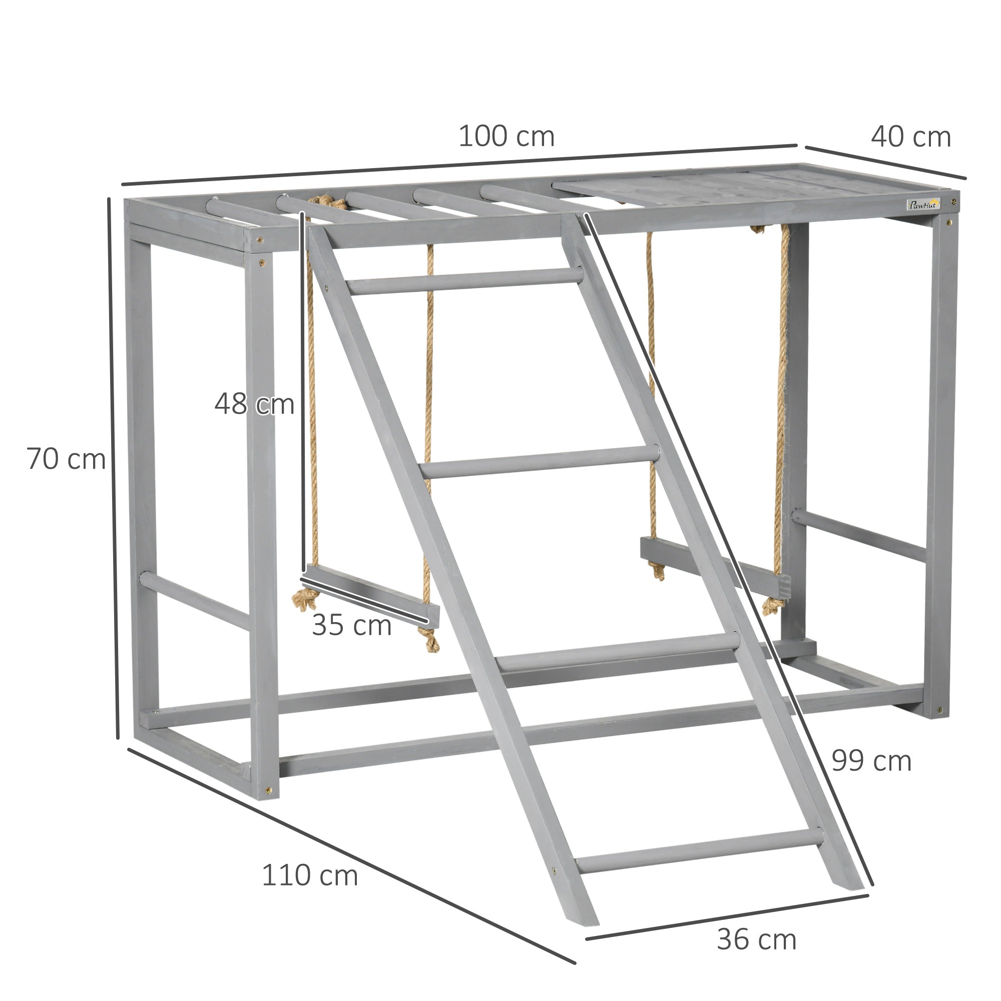 Chicken Activity Play with Swing Set for 3-4 Birds, Wooden Chicken Coop, Grey