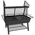 3-in-1 Charcoal Barbecue Grill with Rotisserie and Fire Pit - Black