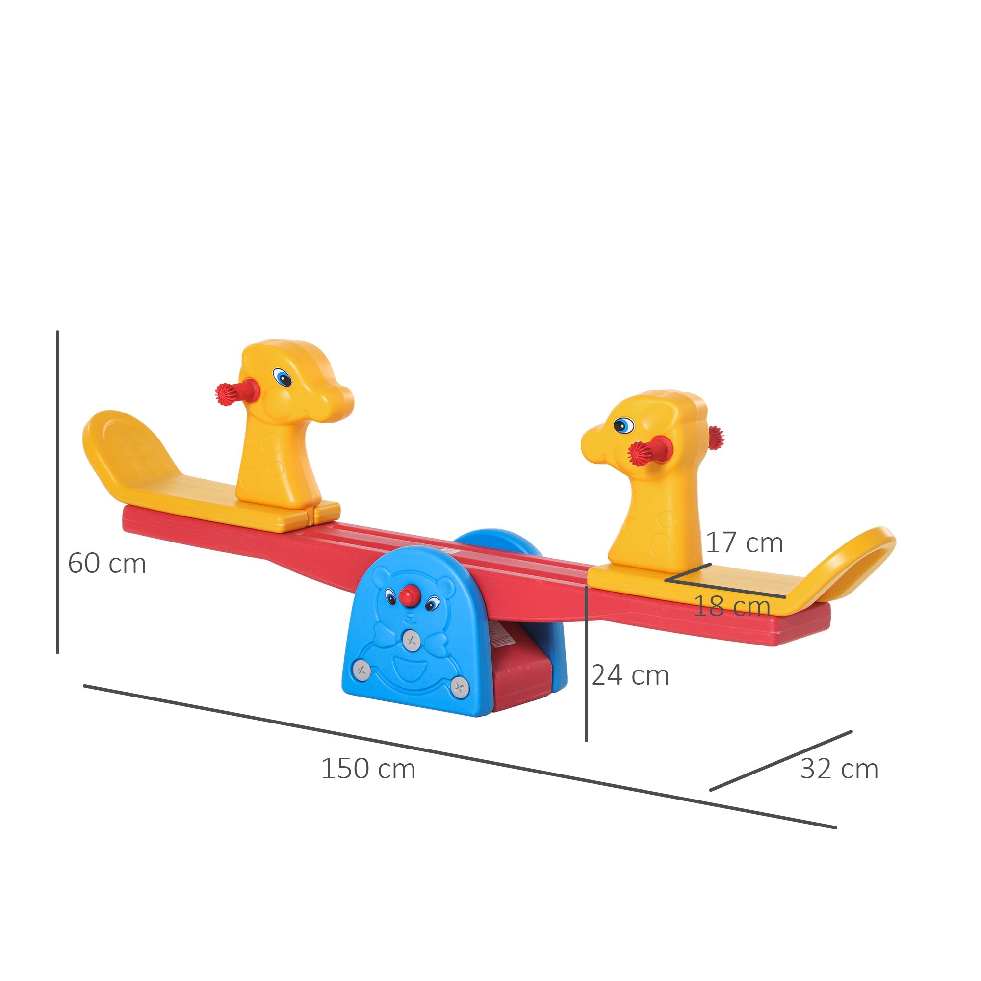 Kids Seesaw Safe Teeter Totter 2 Seats with Easy-Grip Handles, 360 Degrees Rotating Safe, Backyard Equipment, for 1-4 years old Multicolor