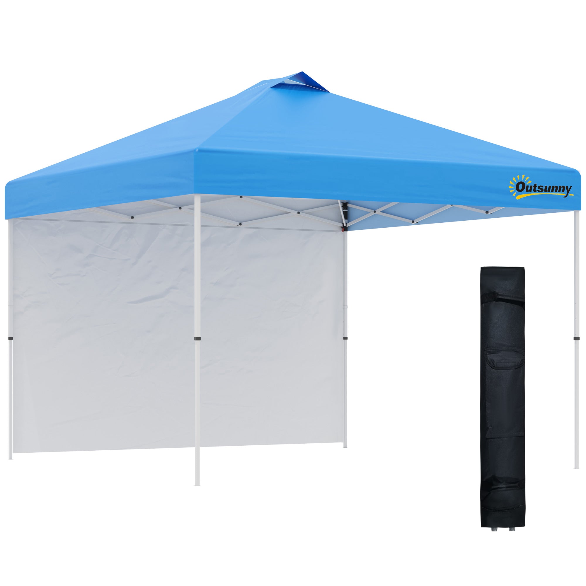 3x(3)M Pop Up Gazebo Tent with 1 Sidewall, Roller Bag, Adjustable Height, Event Shelter Tent for Garden, Patio, Blue