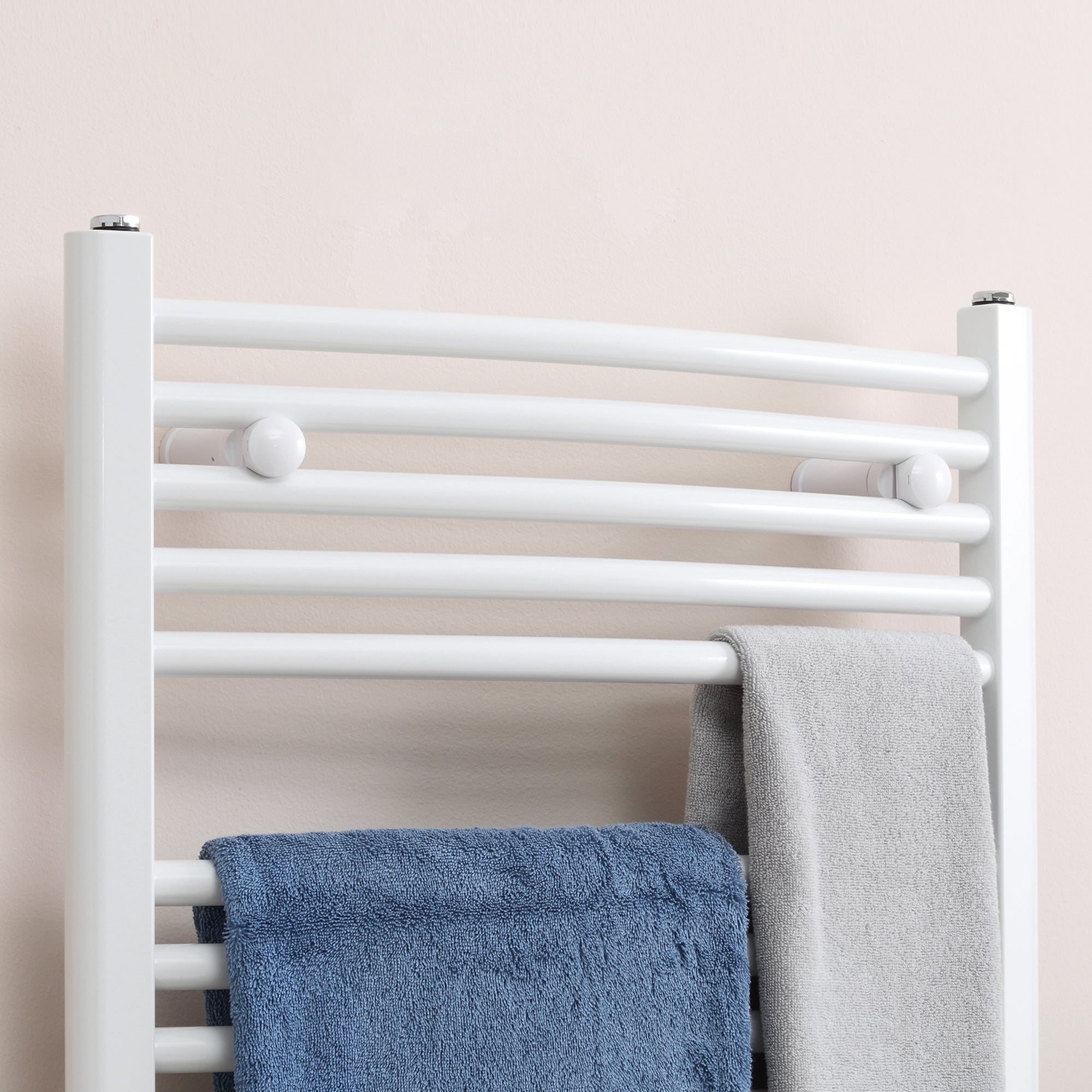 Straight Heated Towel Rail, Hydronic Bathroom Ladder Radiator Towel Warmer For Central Heating 600mm x 700mm, White