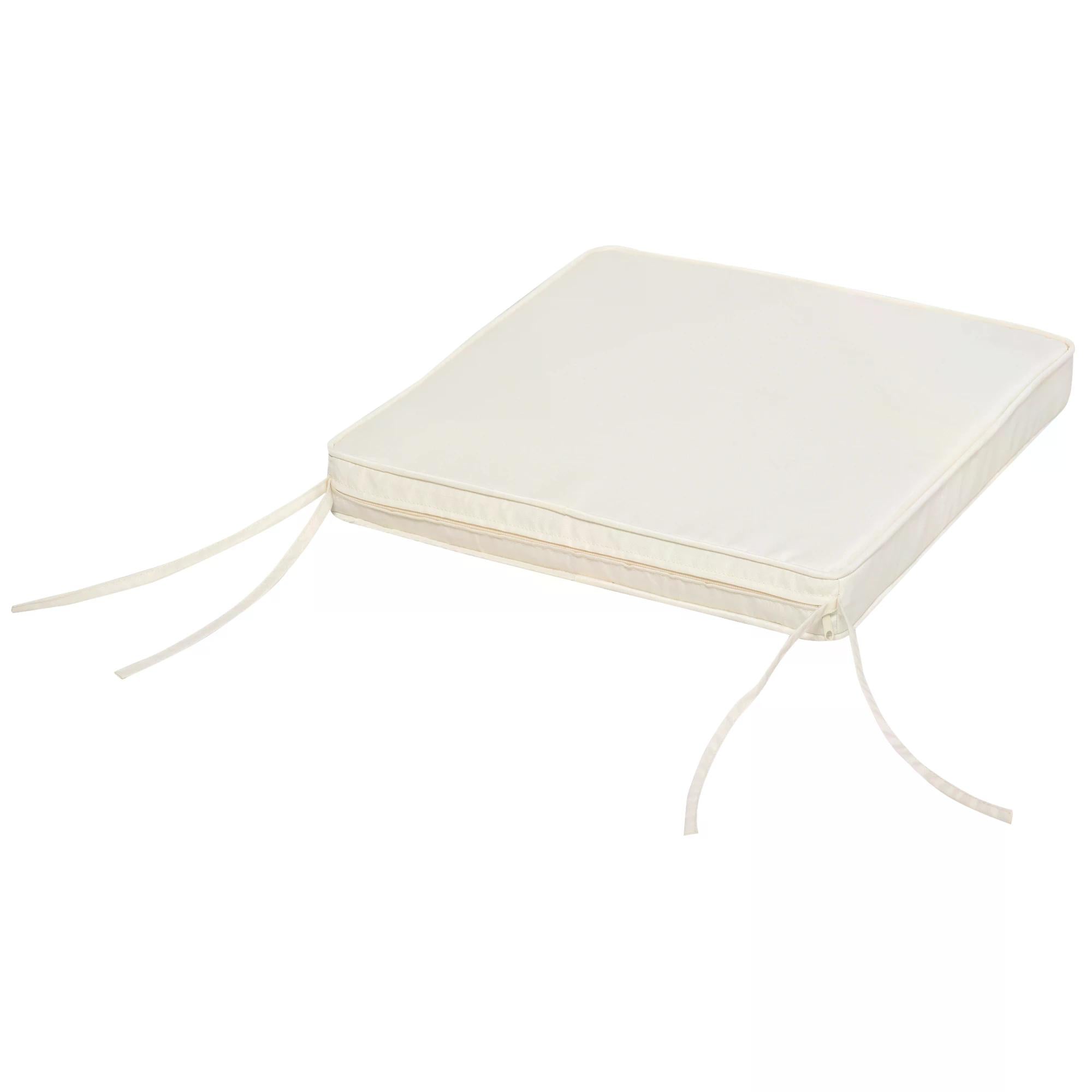 Set of 2 Bench Cushion Seat Pads Dining Chair w/Straps Indoor Garden Patio Mat White 45L x 45W x 5T cm