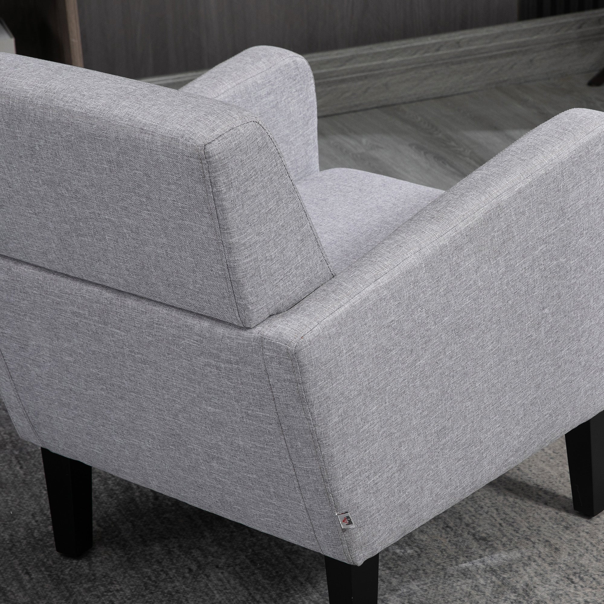 Modern Accent Chair, Occasional Chair with Rubber Wood Legs for Living Room, Bedroom, Light Grey