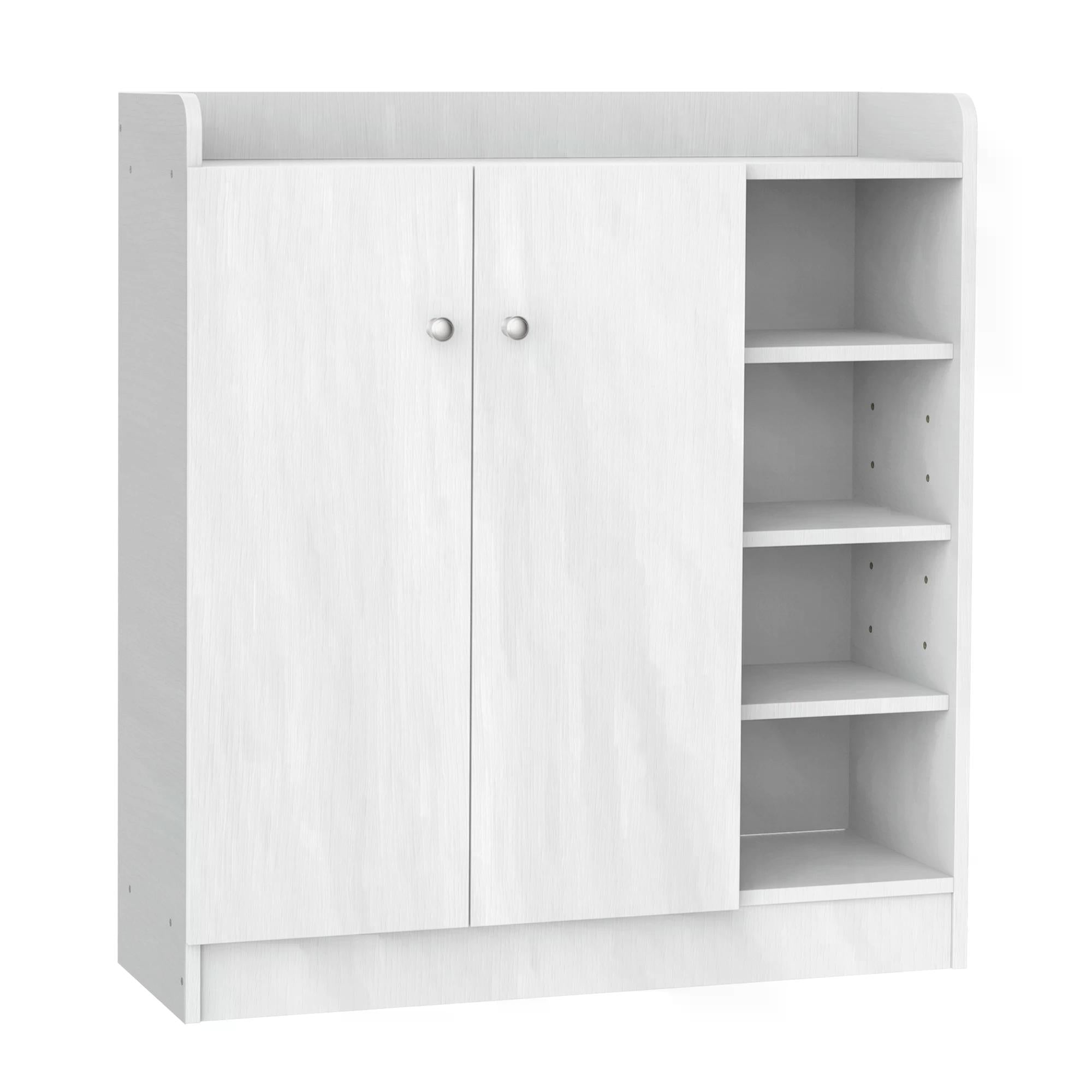 Shoe Storage Cabinet Home Hallway Furniture 2 Doors w/Adjustable 4 Shelves Cupboard Footwear Rack Stand Organiser White