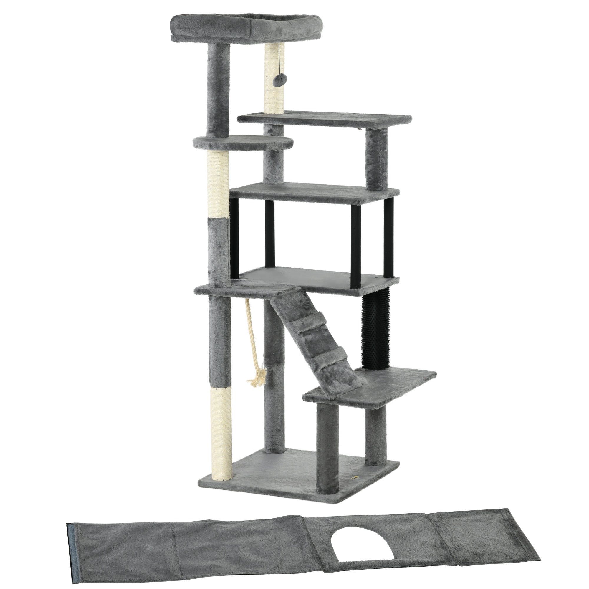 Cat Tree Tower for Indoor Cats, with Scratching Post, Cat House, Toy, Grey