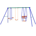 3 in 1 Metal Kids Swing Set with Glider and Rocking Chair - Orange