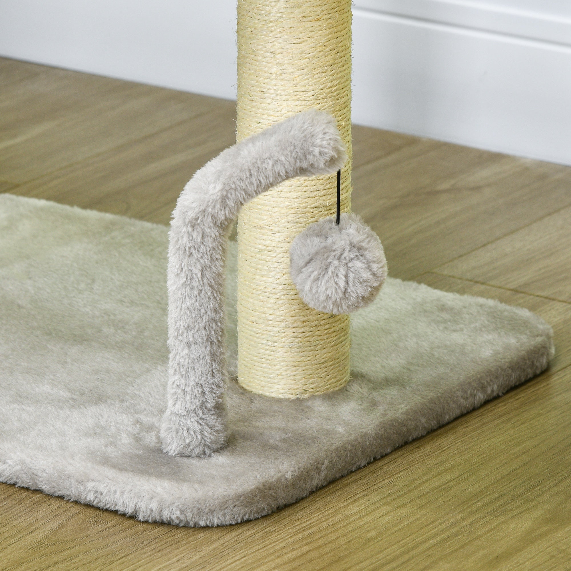 42cm Indoor Cat Tree, with Toy Balls, Sisal Scratching Post - Light Grey