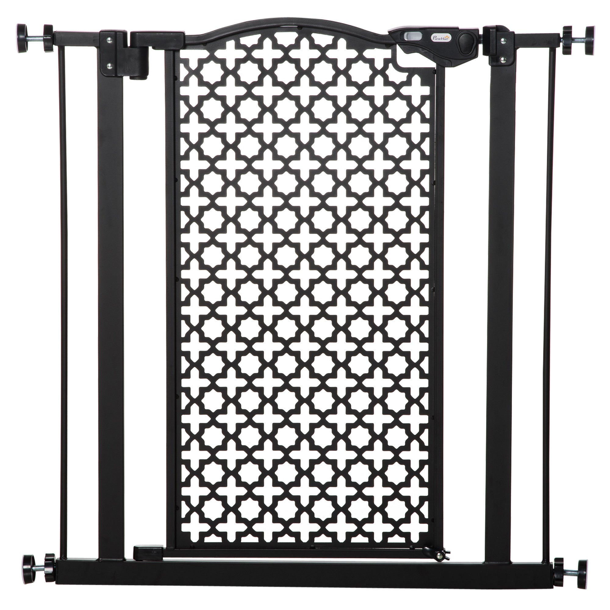 74-80 cm Pet Safety Gate Barrier Stair Pressure Fit with Auto Close and Double Locking for Doorways, Hallways, Black