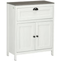 Freestanding Bathroom Floor Cabinet with Adjustable Shelf for Storage - White