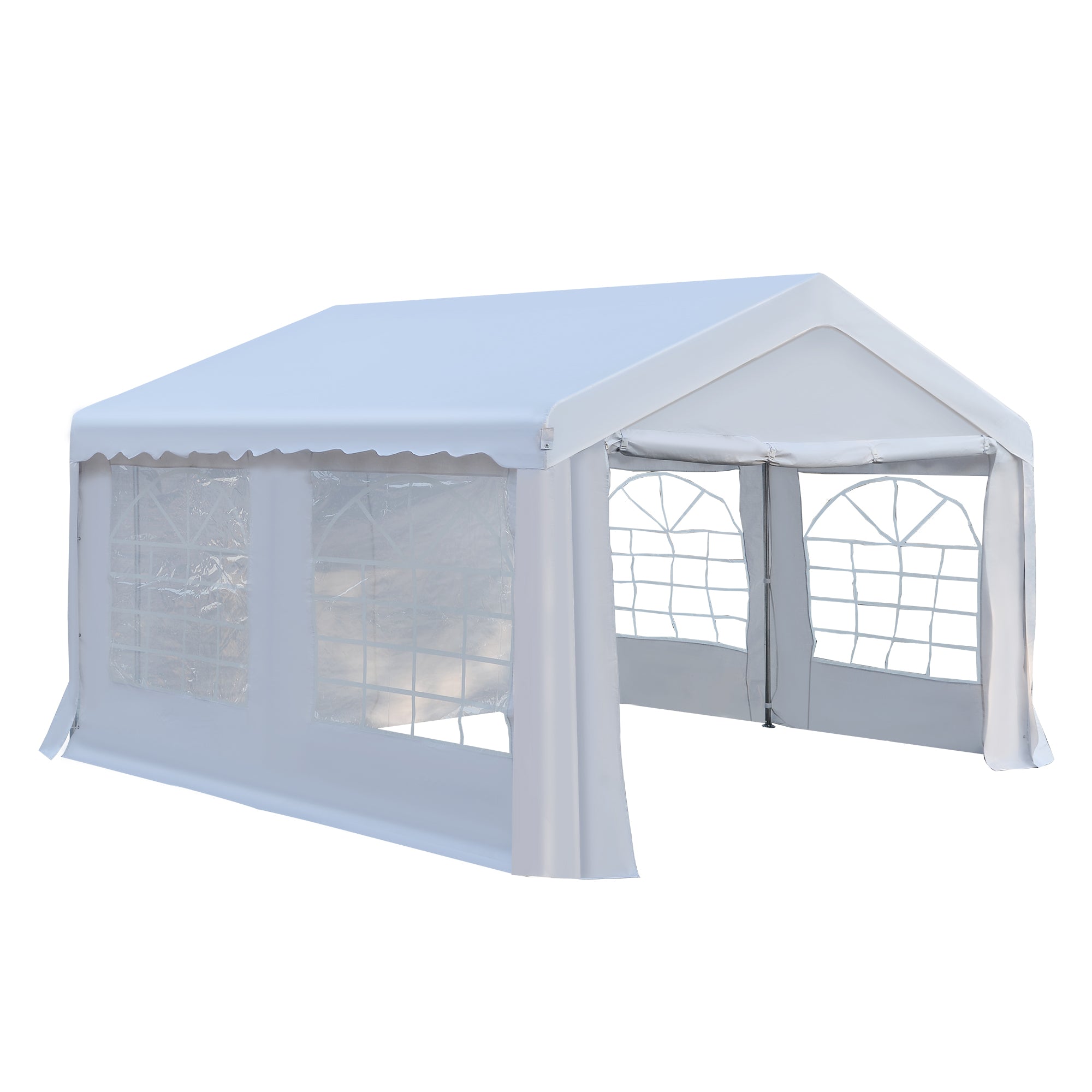 4m x 4 m Party Tents Portable Carport Shelter with Removable Sidewalls & Double Doors, Heavy Duty Party Tent Car Canopy