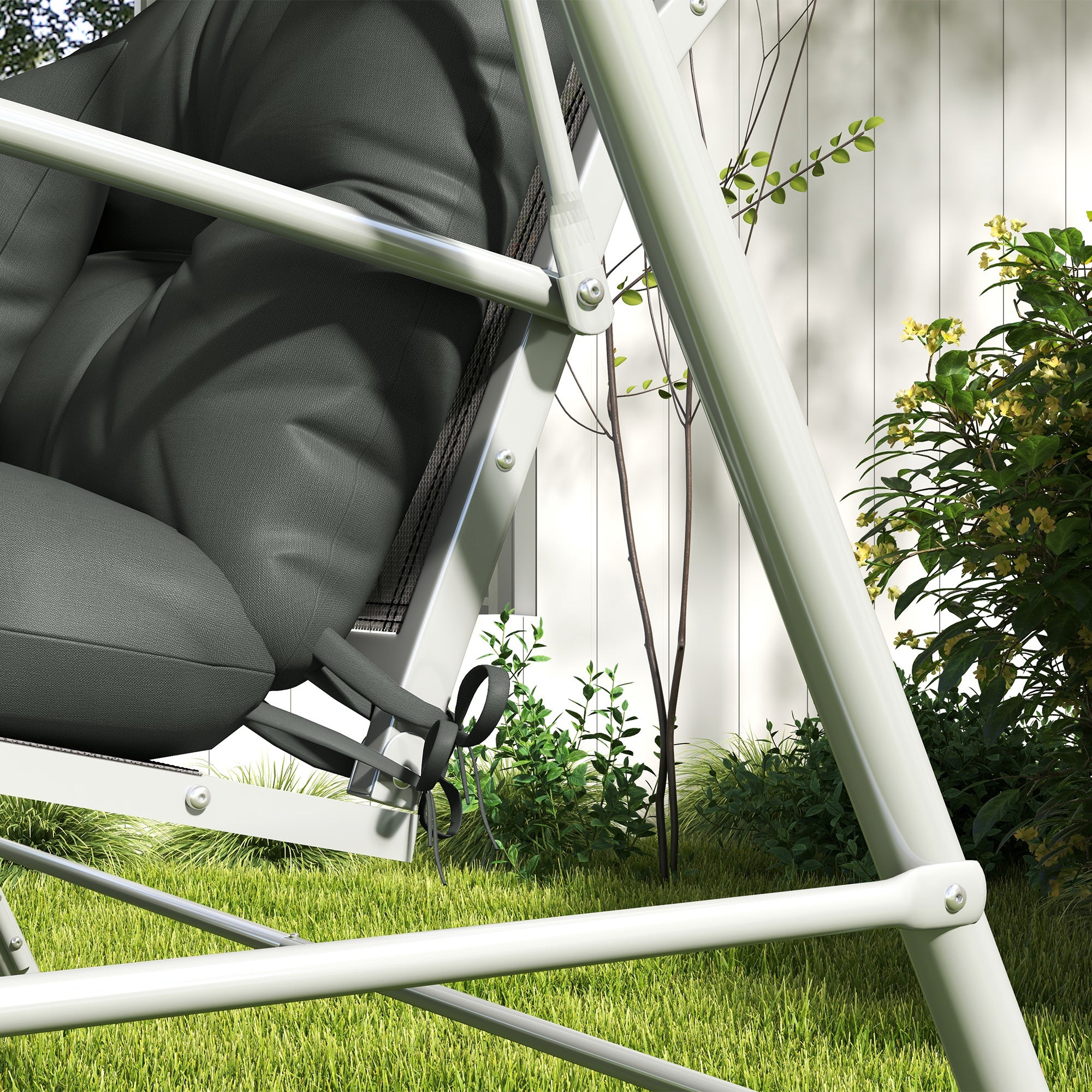 4-Piece Back and Seat Cushion Replacement with 2 Pillows, Patio Chair Cushions Set with Ties, Light Grey