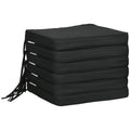 Set of 6 Chair Seat Cushions with Tie Fastenings 42x42x5cm - Black