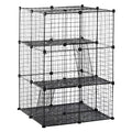 PawHut Small Animal Playpen DIY Metal Wire Cage with 39 Panels, 3 Doors & 2 Ramps - Black