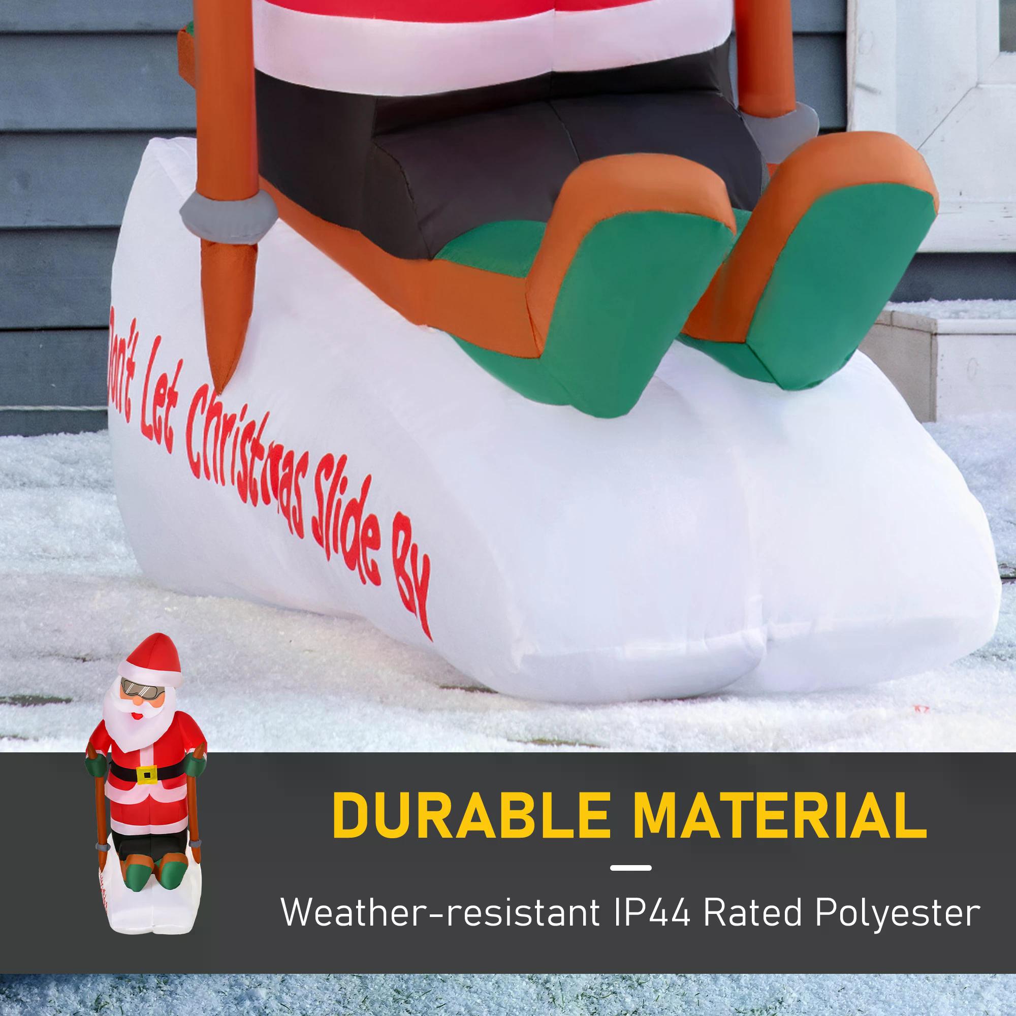 4ft Christmas Inflatable Decoration with Santa Claus Skiing Easy Set-Up for Holiday Garden Decoration