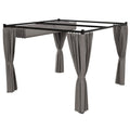 3 x 3 Metre Retractable Pergola with Curtains and Metal Frame - Light Grey