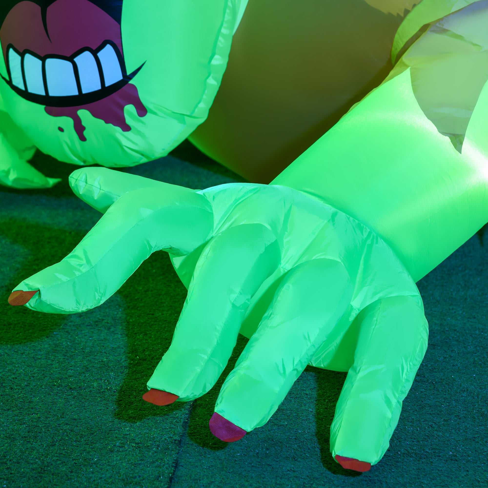 5FT Halloween Inflatable Ghost and Tombstone with LED Lights for Outdoor Garden and Lawn - Multicoloured
