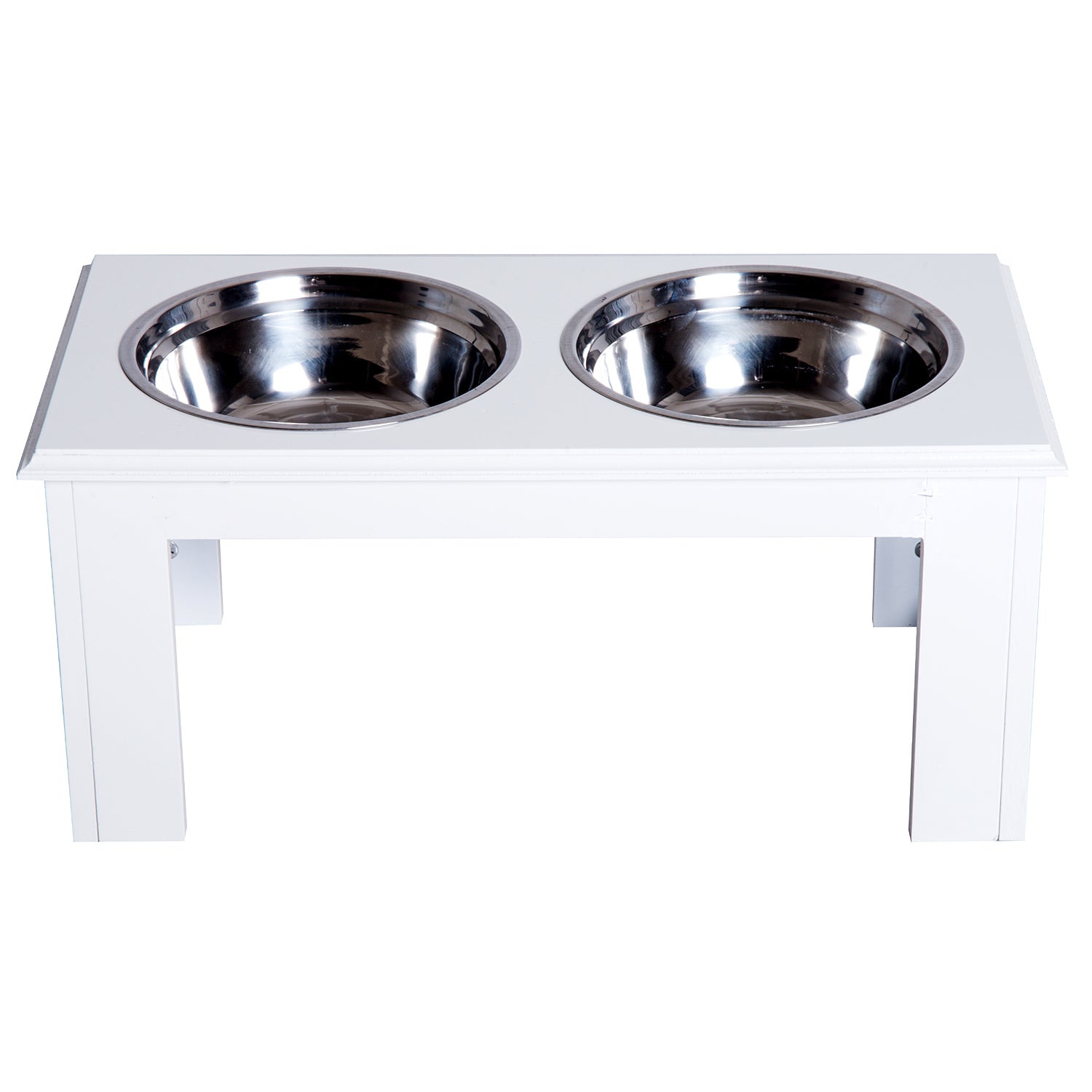 Stainless Steel Pet Feeder, 58.4Lx30.5Wx25.4H cm-White