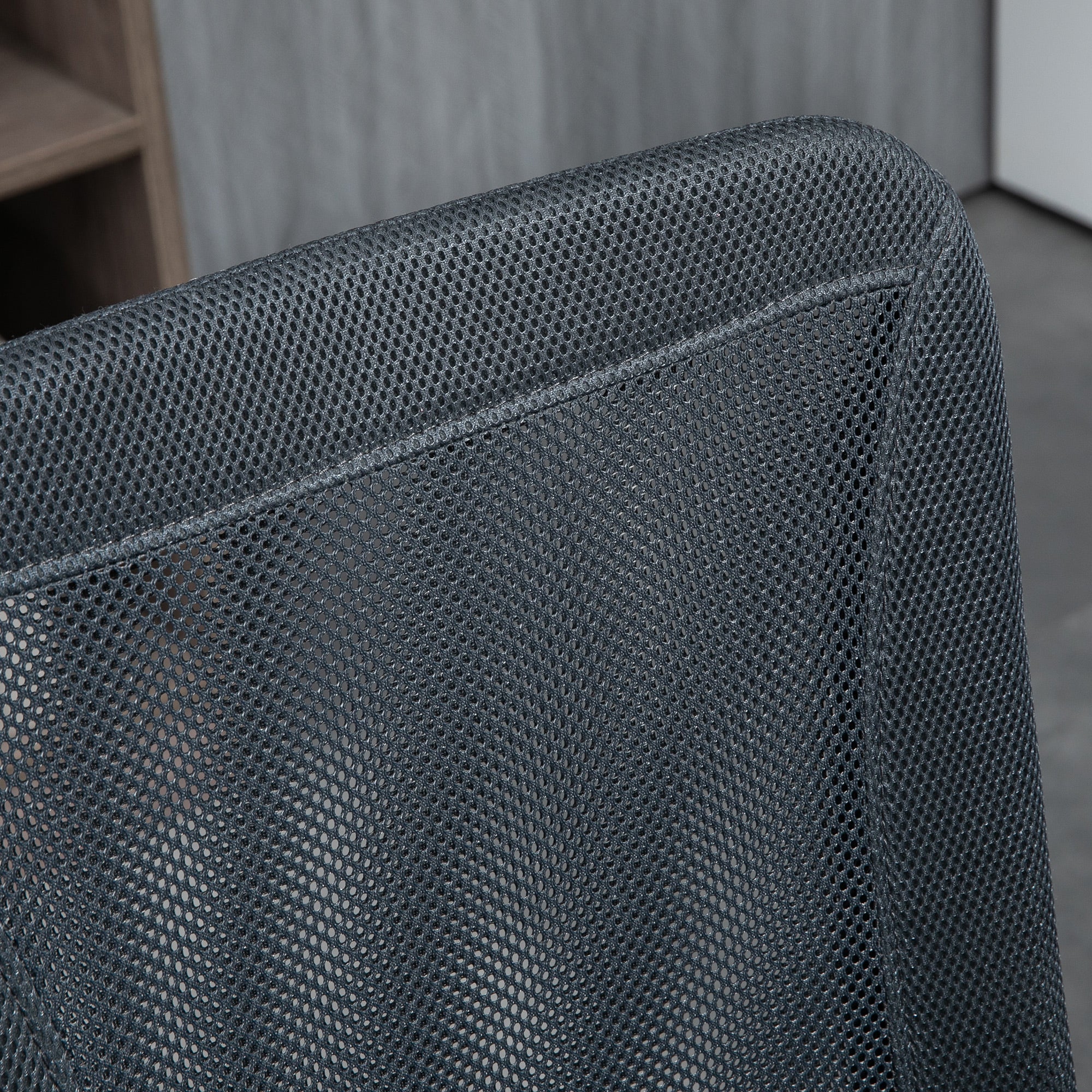 Computer Desk Chair, Mesh Office Chair with Adjustable Height and Swivel Wheels, Armless Study Chair, Dark Grey