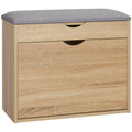 Shoe Bench with Padded Seat and Flip-Up Storage for 4 Pairs - Natural