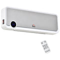 Wall Mounted Downflow Ceramic Heater 1000W/2000W with 12-Hour Timer, Remote & Overheat Protection - White