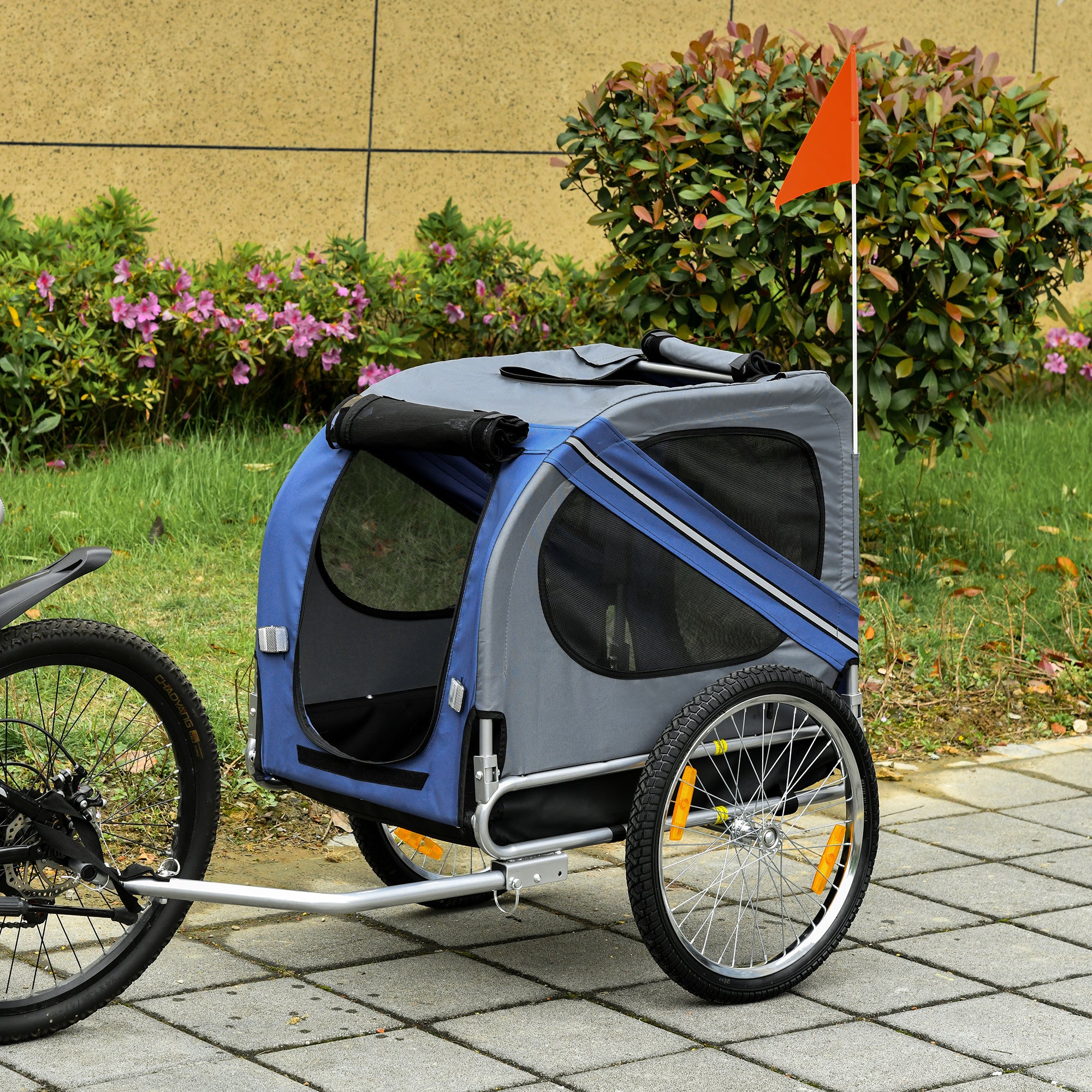 Dog Bike Trailer Pet Bicycle Trailer Foldable Dog Cat Bike Carrier with Suspension- Blue