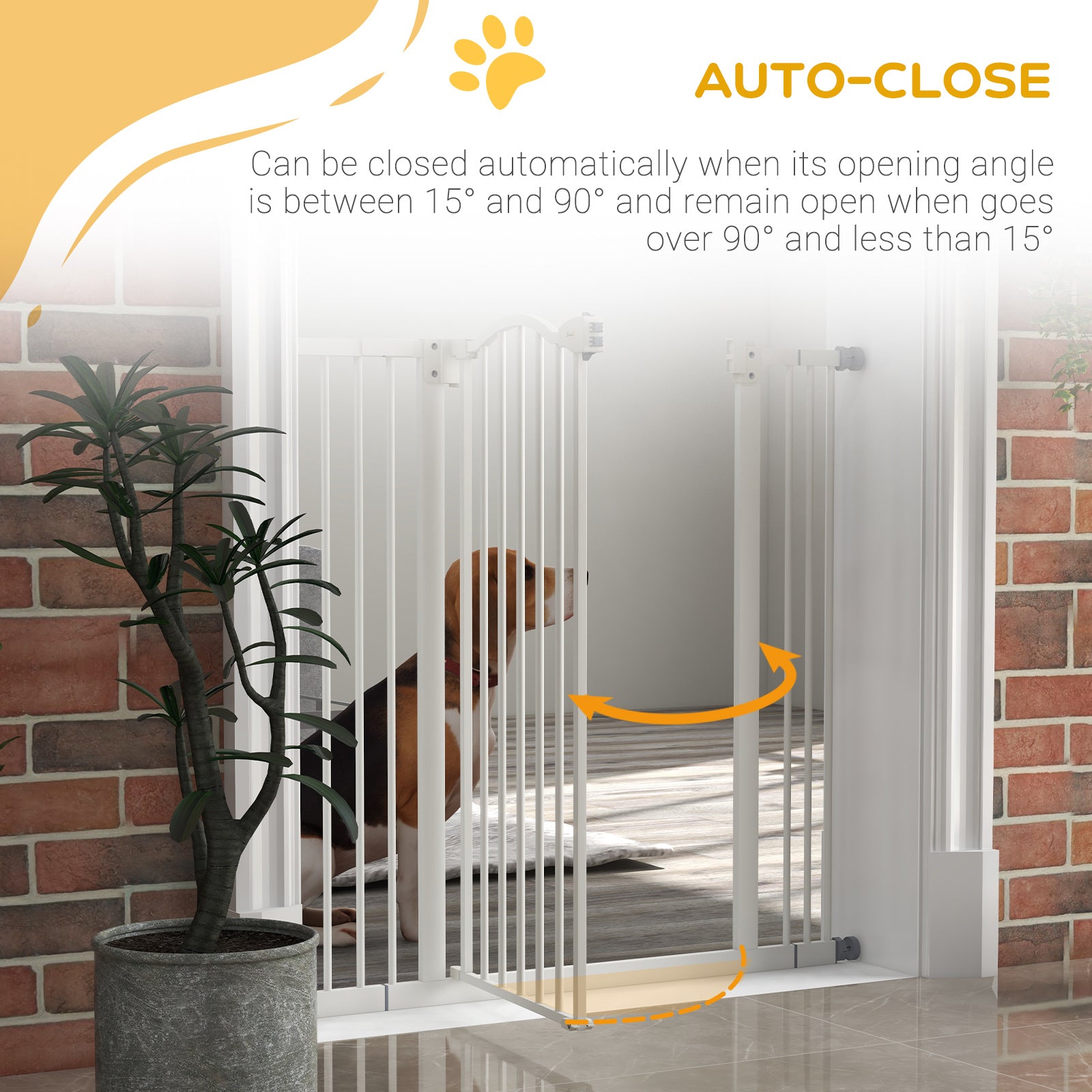 Metal Pet Safety Gate Dog Gate Folding Fence, White