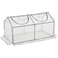 Mini Greenhouse Planter with Zippered Roll-Up Windows - White