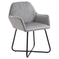 Modern Upholstered Accent Chair with Metal Base for Living Room - Grey
