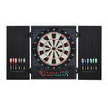 Electronic Dartboard with LED Scoreboard, 12 Darts & 30 Heads in Storage Cabinet - Black White