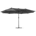 4.6m Double-Sided Garden Parasol with Cross Base Outdoor Patio Umbrella - Grey
