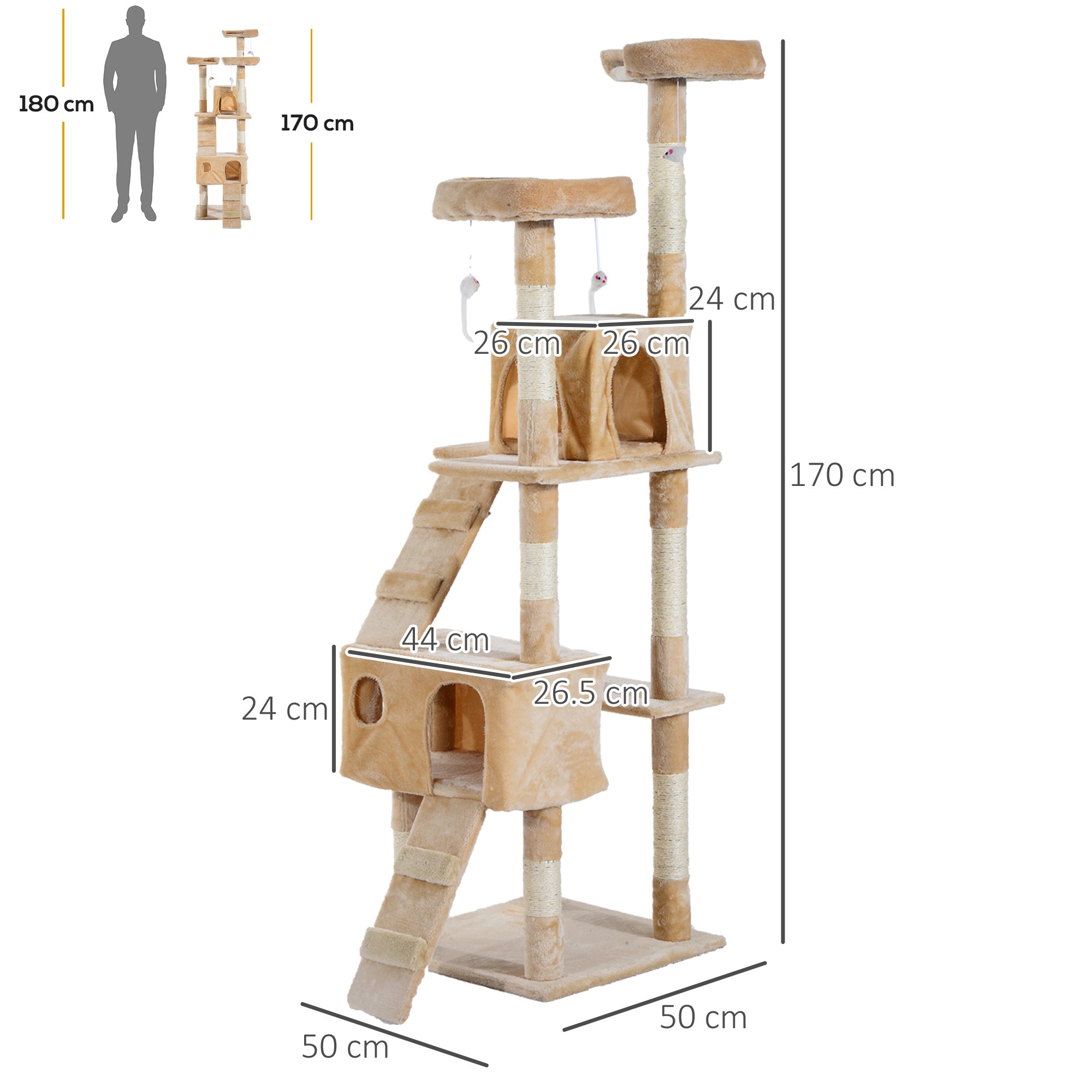 Cat Tree Kitten Kitty Scratching Scratcher Post Climbing Tower Activity Center House Cream