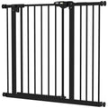 Adjustable Metal Dog Gate 74-94cm Wide with Automatic Closing - Black
