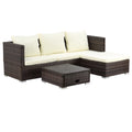 3 Piece Rattan Garden Sofa Set with Storage Coffee Table - Brown