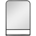 Modern Square Wall Mirror with Storage Shelf 70x50 cm - Black