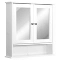 Wall-Mounted Bathroom Cabinet with Mirrored Doors and Adjustable Shelf - White