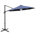 3 Metre Cantilever Parasol with Solar LED Light and Rotating Canopy - Blue