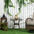 Industrial Garden Side Table with Hollow Top and Cast Aluminium Frame - Bronze