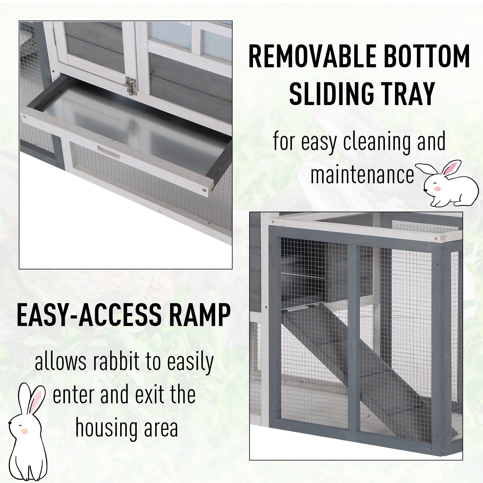 2 Tier Wooden Guinea Pigs Hutches Guinea Pig Cage Rabbit Cage Pull Out Tray W/ Ramp 122 x 62.6 x 92 cm