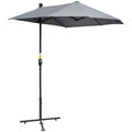 2 Metre Half Parasol with Crank Handle and Double-Sided Canopy - Dark Grey