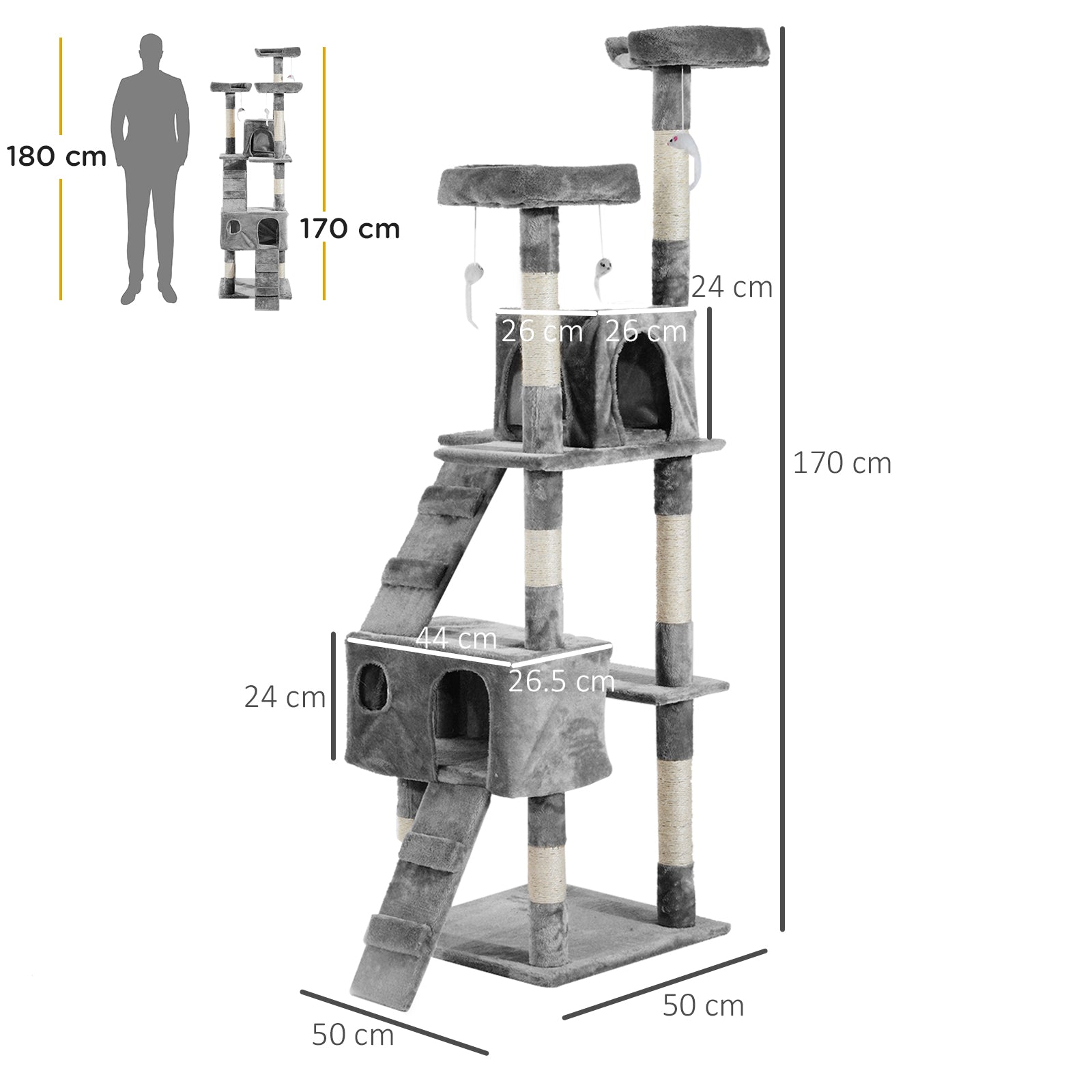 Cat Tree for Indoor Cats Kitten Kitty Scratching Scratcher Post Climbing Tower Activity Centre House Grey