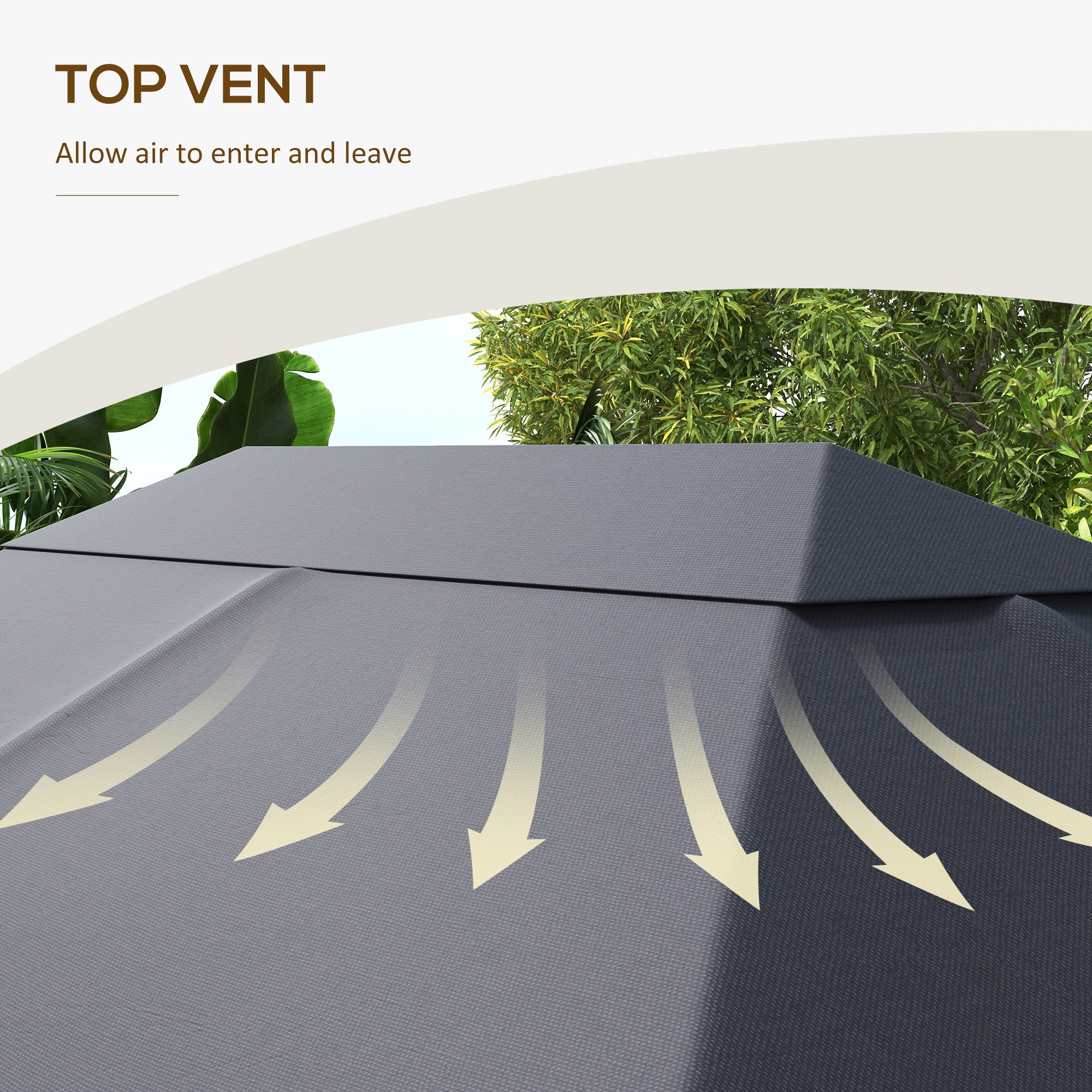 3 x 4m Gazebo Canopy Replacement Cover, Gazebo Roof Replacement (TOP COVER ONLY), Dark Grey