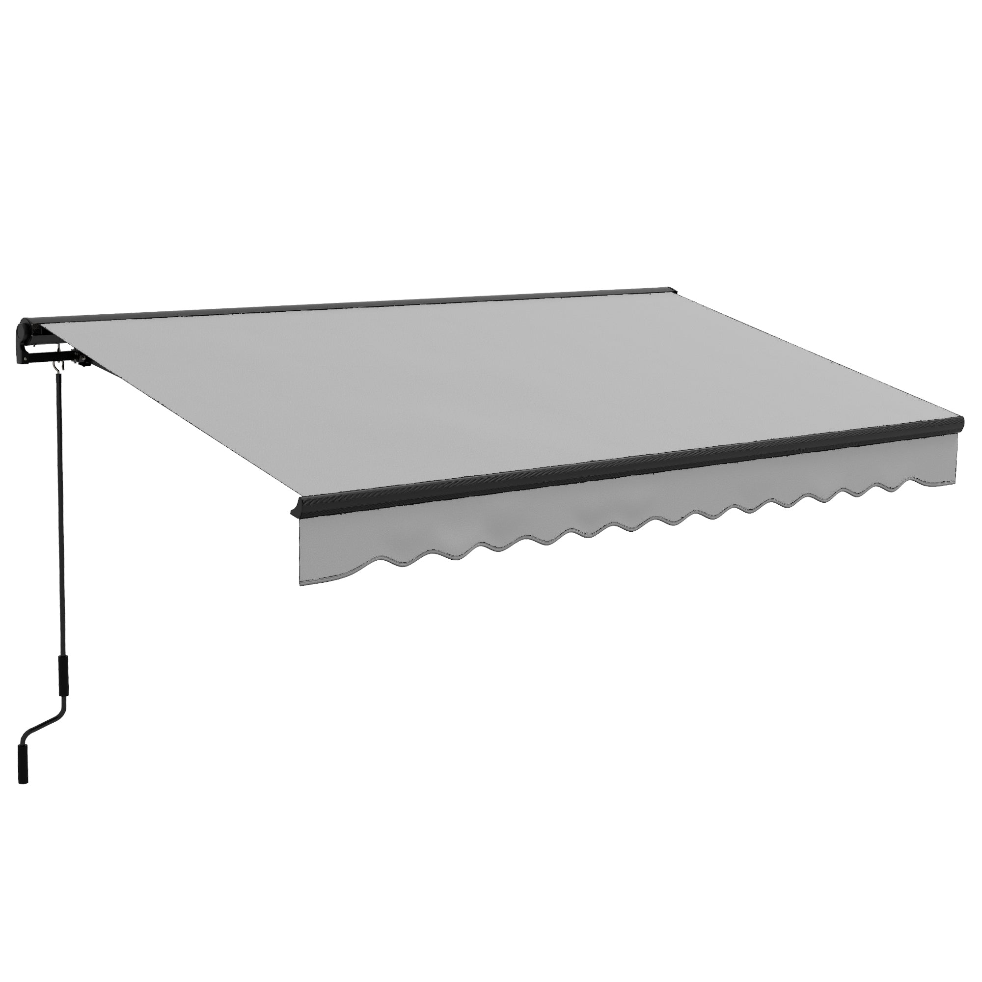 3.5 x 2.5m Aluminium Frame Electric Awning, Retractable Awning Sun Canopies for Patio Door Window, Light Grey