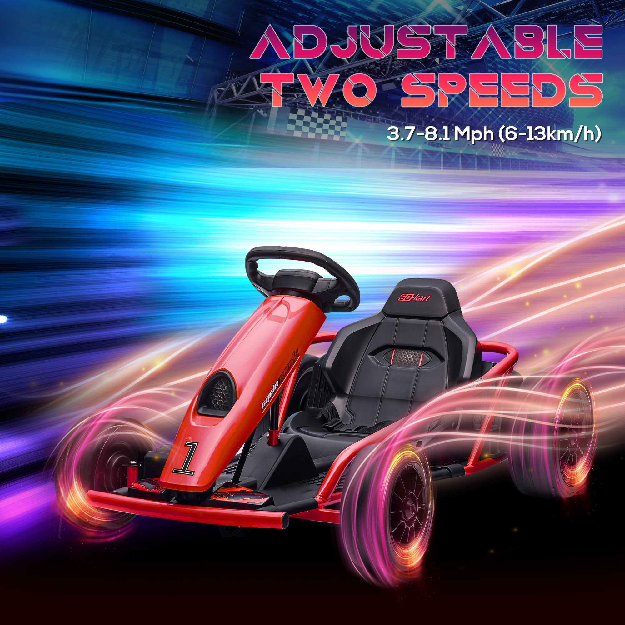 24V Electric Kids Go Kart with Drift and 2 Speeds for Ages 8-12 - Red