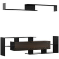 Modern TV Cabinet with Storage Shelf and Wall Shelf for Wall-Mounted 65